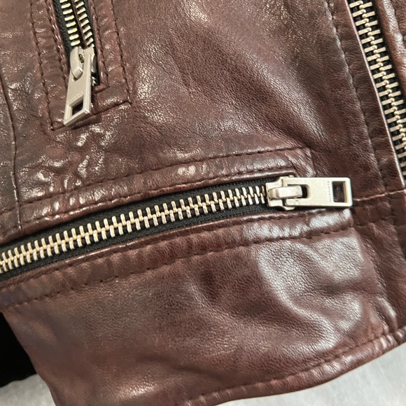 All Saints Conroy Crinkled Bike Jacket in Oxblood - Picture 7 of 11